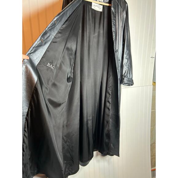 Dero by Rocco D'Amelio Women's metallic black, Leather Long Coat, M the matrix - Picture 6 of 13